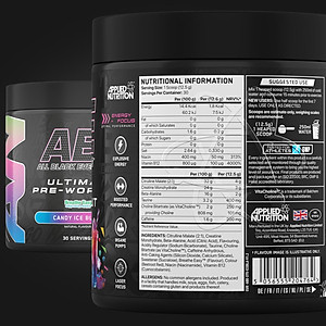 ABE Pre Workout - Applied Nutrition (30 Lần Dùng), Tăng Sức Mạnh Sức Bền, Tỉnh Táo Tập Trung Trước Tập