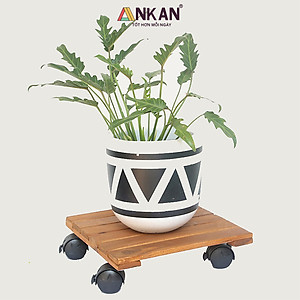 Combo 2 đôn chậu cây cảnh có bánh xe màu vàng cạnh 30cm dùng để đặt chậu cây chậu hoa, tiêu chuẩn xuất khẩu Châu Âu, thương hiệu ANKAN
