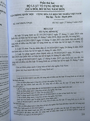 Sách Bộ Luật Hình Sự, Bộ Luật Tố Tụng Hình Sự sửa đổi, bổ sung năm 2025 đã hợp nhất tháng 9/2025 - V2646T