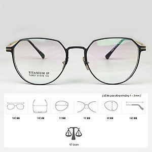ọng Kính Cận, Kính Giả Cận TITANIUM Cao Cấp, Mắt Vuông Tròn, Siêu Nhẹ, Dẻo, Đen Vàng, Đen Bạc, Full Đen - BLUE LIGHT