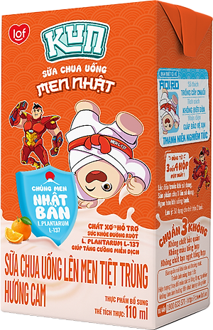 Thùng 48 Hộp Sữa Chua Uống Hương Cam KUN 110ml/hộp