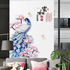 Decal dán tường Tranh Dán Tường Con Công Xanh SK9374