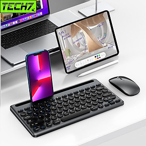 Bộ Bàn phím chuột không dây W609 có khe để điện thoại , máy tính bảng - kết nối bluetooth 5.0 + Usb 2.4g Pin sạc TypeC hàng nhập khẩu