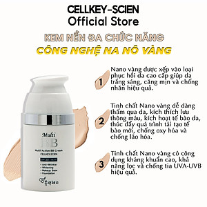 Combo Kem Nền Kem Chống Nắng Che Khuyết Điểm Kiềm Dầu Dưỡng Trắng Chống Nhăn Cho Da Nhạy Cảm Cellkey-Scien BB Sun Cream (80ml)