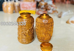 Hộp trà chè gỗ bách xanh lắp đồng cao cấp kt 20×11cm