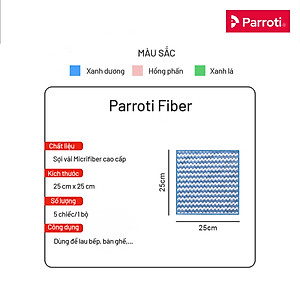 Combo 5 Khăn Lau Bếp, Lau Kính Siêu Thấm Hút Parroti - Fiber FB02