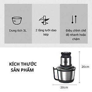 Máy xay thịt đa năng SOKANY SK-7027 dung tích 3L, công suất cao 800W xay nhuyễn mọi thực phẩm, dễ dàng vệ sinh - HÀNG CHÍNH HÃNG