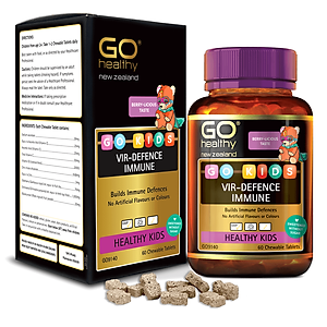 GO KIDS VIR-DEFENCE IMMUNE 60 VIÊN- Viên nhai tăng sức đề kháng chotrẻ 2+ nhập khẩu chính hãng GO Healthy New Zealand