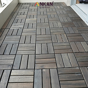 Vỉ Gỗ Lót Sàn Ban Công Thương Hiệu ANKAN Gu Màu Đen 12 Nan, Ván Lót Sàn Gỗ Tự Nhiên Dùng Để Lót Sân Vườn, Hồ Bơi, Phòng Spa, Siêu Bền, Chịu Nước Tốt, Chống Trơn Trượt, Tiêu Chuẩn Xuất Khẩu