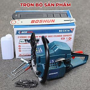 Máy Cưa Xích Chạy Xăng BOSHUN BS-CX16, Lam xích dài 16INCH, Bơm nhớt tự động - Động cơ xăng 2 thì 58CC mạnh mẽ