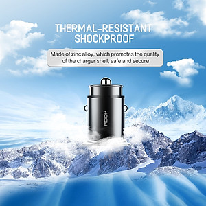 Tẩu củ sạc nhanh 30W đa năng cổng Type-C PD và USB hiệu Rock Metal Mini cho xe hơi / xe ô tô hỗ trợ Quick Charge 3.0 / Quick Chagre 4.0 - Hàng nhập khẩu