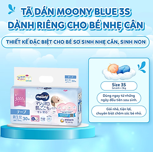 Tã dán cao cấp Moony 3S dành cho trẻ sơ sinh dưới 3 KG