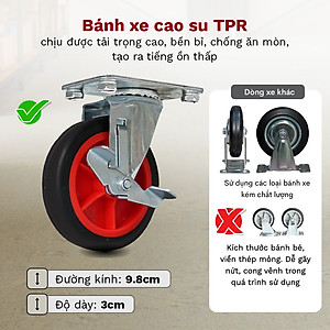Xe đẩy hàng 4 bánh gấp gọn sàn thép FUJIHOME nhập khẩu, xe kéo hàng xếp gọn, bánh xe có chốt hãm - hàng chính hãng