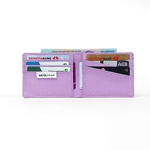 Ví da nam nữ dáng ngang NATOLI gập đôi đựng thẻ cầm tay cao cấp BST Simple Horizontal Wallet V4