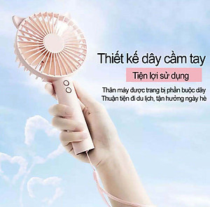 Quạt cầm tay tiện lợi gắn tai thỏ Damas N10 - Thiết kế dễ thương - Phù hợp tiêu chuẩn hiện đại (Giao màu ngẫu nnhiên)