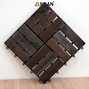 Vỉ Gỗ Lót Sàn Ban Công Thương Hiệu ANKAN Gu Màu Đen 12 Nan, Ván Lót Sàn Gỗ Tự Nhiên Dùng Để Lót Sân Vườn, Hồ Bơi, Phòng Spa, Siêu Bền, Chịu Nước Tốt, Chống Trơn Trượt, Tiêu Chuẩn Xuất Khẩu