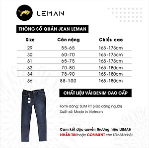 QUẦN JEAN DÀI NAM LEMAN JD09 XANH TRƠN