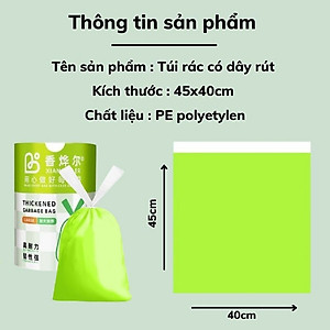 Túi Rác Có Dây Rút, Túi Đựng Rác Ngải Cứu Kháng Khuẩn, Túi Đựng Rác Xanh Lá, COMBO 3 Cuộn 150 Túi
