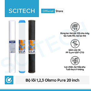 Bộ lõi lọc nước số 1,2,3 (PP-UDF-CTO) 20 inch Olsmo Pure by Scitech dùng trong máy lọc nước RO, bộ lọc thô - Hàng chính hãng