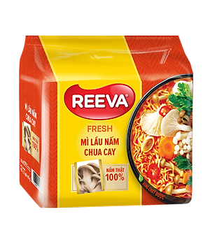 Thùng 30 Gói Mì Reeva Lẩu Nấm Chua Cay 85G