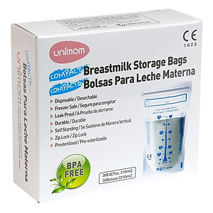 Túi Đựng Sữa Mẹ (Trữ Sữa Mẹ) Unimom Compact Không Có BPA UM870251 210ml (30 Túi/Hộp)