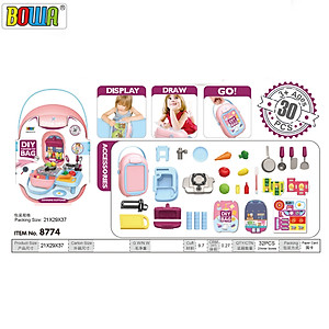 Bộ đồ chơi nhà bếp, nấu ăn 30 chi tiết  BOWA  8774 chính hãng