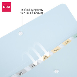 Cặp đựng tài liệu A4 Deli - 8 ngăn phân trang - file lưu trữ tài liệu - linfini - Xanh Dương / Trắng - 72456