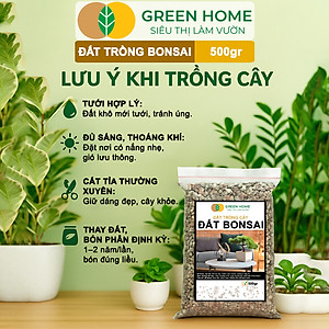 Đất Trồng Cây Bonsai Greenhome, Bao 500GR, Promix, Trộn Sẵn, Tiện Dụng, Giữ Ẩm Tốt, Thoáng Khí, Rễ Khoẻ, Thân To