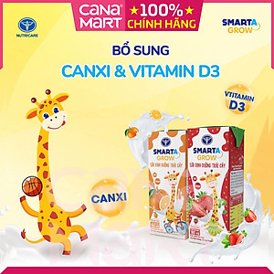 Thùng sữa nước trái cây Nutricare Smarta Grow (vị dâu) dinh dưỡng cho trẻ thấp còi (110ml)