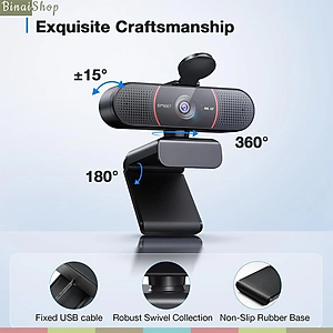 Emeet C960 / C960 4K - Webcam Họp Trực Tuyến Góc Rộng, Full HD/ 4K Tự Động Lấy Nét Và Căn Chỉnh Ánh Sáng - Hàng Chính Hãng