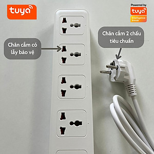 Ổ Cắm Dài Thông Minh Wifi TUYA 4 Chấu & 2 cổng USB, điều khiển độc lập app Tuya Smart Life, Hẹn giờ Bật Tắt