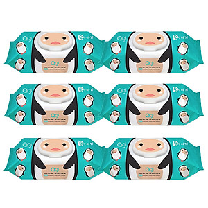 Combo 6 Gói Khăn Ướt AGI Không Hương Chim cánh cụt (100 tờ/6 gói)