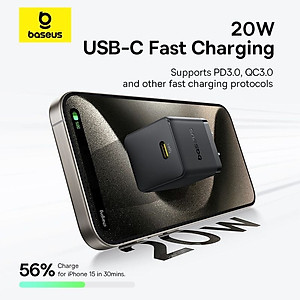 Bộ Cốc sạc và Cáp sạc nhanh Baseus Super Si PD 20W CCCJGCC for iPhone 12 (Hàng chính hãng)