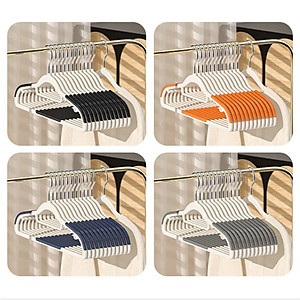 Combo 10 móc treo quần áo chống trượt xoay 360 đa năng, chất liệu nhựa siêu bền, màu giao ngẫu nhiên- hàng chính hãng