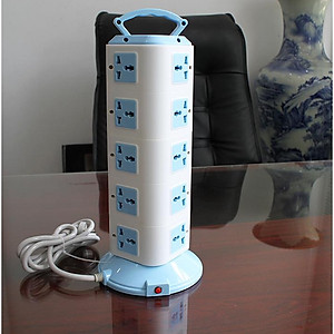 Ổ Điện 5 Tầng Hình Tháp Gồm 20 Ổ Cắm Và 3 Cổng Sạc USB Dùng Cho Chân Cắm 2 Chấu Tròn Đường Kính 4.8mm