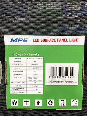 Đèn led panel ốp trần nổi tròn công suất 18W MPE (3 loại ánh sáng trắng-vàng-3 màu)