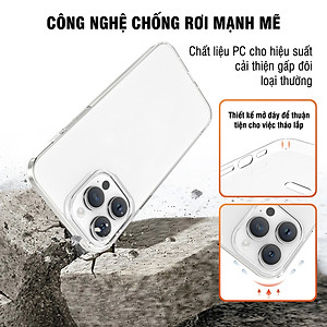 Ốp lưng trong suốt chống ố dành cho iPhone 12 / 13 / 14 / 15 / 12 Pro / 12 Pro Max / 13 Pro / 13 Pro Max / 14 Plus / 14 Pro / 14 Pro Max / 15 Plus / 15 Pro / 15 Pro Max - Hàng chính hãng