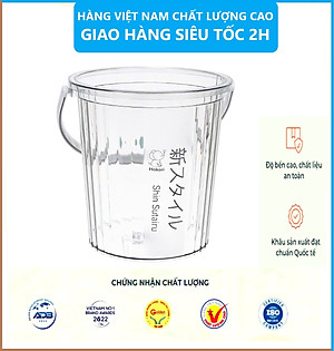 Xô trong 10L Hokori 5228, Xô đựng nước trong suốt, Xô đựng đá có quai xách trong suốt dày dặn Việt Nhật - Hàng Việt Nam