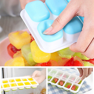 Khay Làm Đá , Thạch 14 Ô Chất Liệu Silicon Dễ Dàng Lấy Đá Ra Khỏi Khay. Có Nắp Đậy Trong Suốt - Hàng Chính Hãng ( Giao màu ngẫu nhiên)