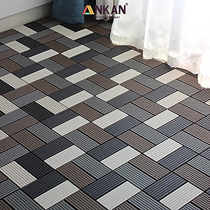 Vỉ Nhựa Lót Sàn Cao Cấp Thương Hiệu ANKAN Bốn Màu Đan Xen, Vỉ Gỗ Nhựa Ngoài Trời, Vỉ Nhựa Lót Sàn Ban Công, Lót Sàn Nhà, Trang Trí Sân Vườn, Lót Sàn Nhà Tắm, Trang Trí Hồ Bơi, Tiệm Spa, (1 vỉ)
