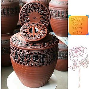 Chum sành ngâm rượu trống đồng Đông Sơn Âu Lạc 30 Lit chính hãng gốm sứ Bát Tràng (bình rượu, bình ngâm rượu, chum ngâm rượu)