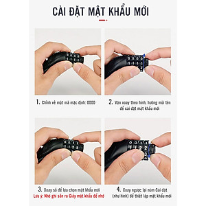 Khóa Số Xe Đạp 4 Số Mật Mã Vỏ PVC Bọc Lõi Thép (dạng tròn cứng) (mật khẩu mặc định 0000) Mai Lee
