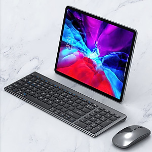 Bộ Bàn phím chuột không dây W619 - pin sạc - đa kết nối bluetooth 5.0 + 3.0 + Usb wireless 2.4g hàng nhập khẩu