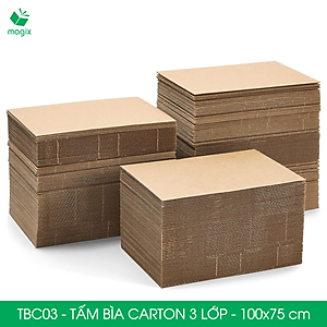 TBC03 - 100x75 cm - 5 tấm bìa carton 3 lớp nguyên tấm cứng cáp, bìa gói hàng, bìa mô hình