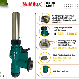 Đèn Khò Gas Cao Cấp NaMilux│Có Nút Vặn Điều Chỉnh Được Nhiệt Độ Và Ngọn Lửa Nơi Đầu Khò│Công Suất 1,850W│Hàng Chính Hãng