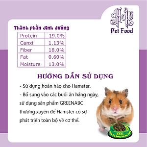 Thức ăn cho Chuột HAMSTER - Mượt lông, tiêu hóa tốt, phát triển toàn diện - hộp 10g và 480g