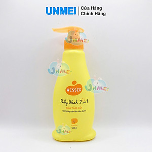Bộ 2 Chai Sữa Tắm Gội Wesser 2in1 Hương Phấn (500ml x 2) - Cam