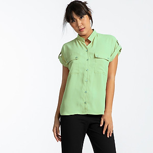 Áo Túi Hộp Áo Sơ Mi Nữ Áo Kiểu Đẹp Thời trang thiết kế Hity TOP106 (Xanh Bọt Biển)