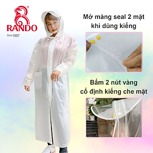 Áo Mưa Rando Trong Suốt 1 Đầu Có Kính Khẩu Trang 