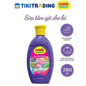 Chai Sữa Tắm Gội cho bé Carrie Junior hương trái cây thiên nhiên 280g